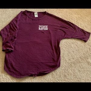PINK Maroon Quarter Sleeve